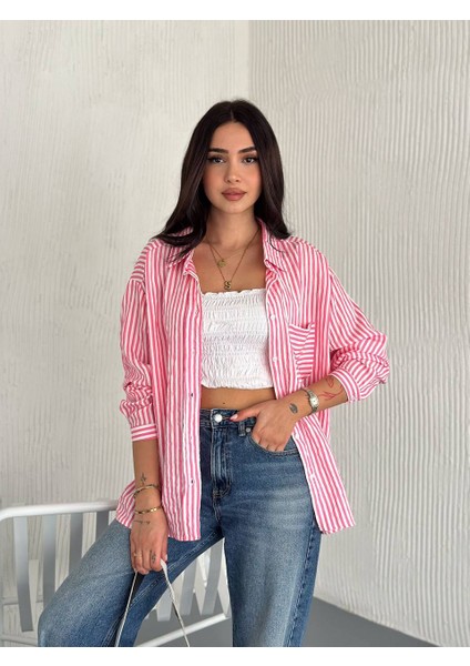 Tek Cepli Modal Kumaş Çizgili Gömlek modelleri