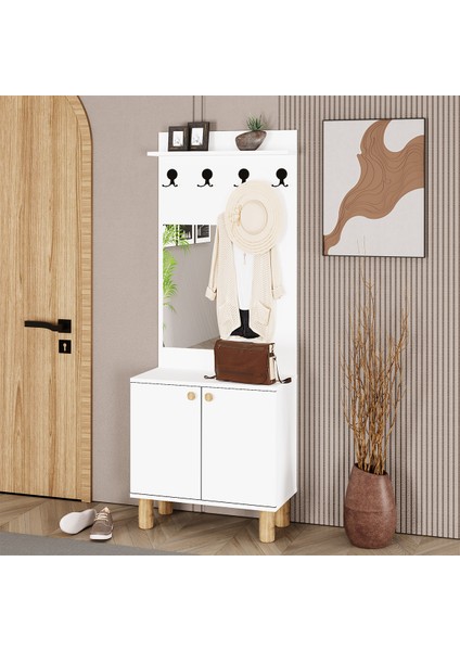 Ferda-1 Bohem Ayaklı Aynalı Vestiyer Portmanto Ayakkabılık FRD01