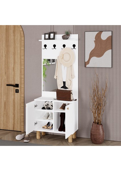 Ferda-1 Bohem Ayaklı Aynalı Vestiyer Portmanto Ayakkabılık FRD01 modelleri