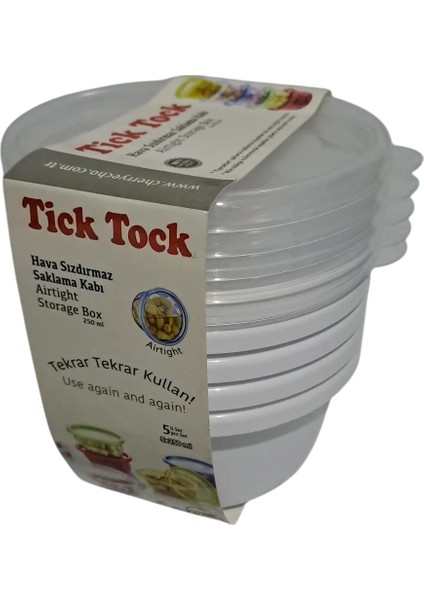 Tick Tock Hava Sızdırmaz Saklama Kabı 5'li Set 5 x 250 Beyaz modelleri