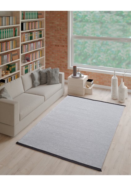 Paradis Gri Renk Fitil Model Yıkanabilir Şönil Kilim