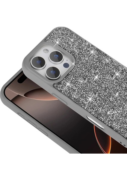 Apple iPhone 16 Pro Max Kılıf Parlak Taşlı Tasarım Zore Pırlanta Kapak + Nano Ekran Koruyucu
