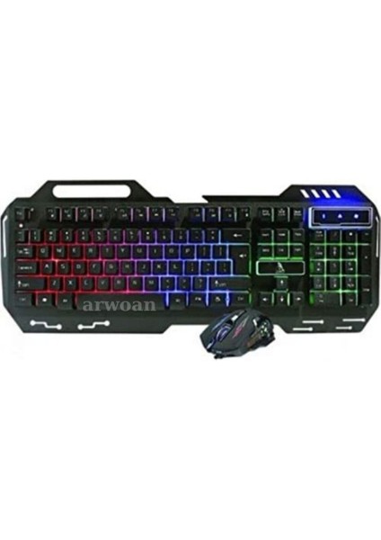 K18 Işıklı Oyuncu Q Klavye Mouse Seti PG-8018 Siyah