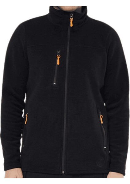 Polar Kumaş Tam Fermuarlı 3 Cepli Ceket Mont Siyah