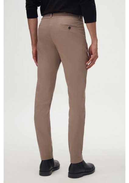 Slim Fit Bej Armürlü Yan Beli Lastikli Esnek Likralı Yandan Cepli Chino Pantolon 2HCC3ORT20001 modelleri
