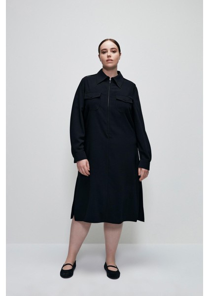 Fermuarlı Uzun Elbise Siyah 124L8734000 fiyatları