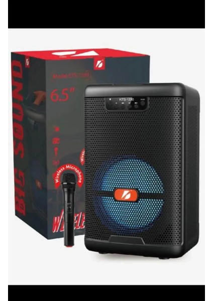 KTS-1330 Mikrofonlu Rgb Ledli Taşınabilir 6,5 Inç Bluetooth Hoparlör Usb-Tf-Fm Radyo Siyah
