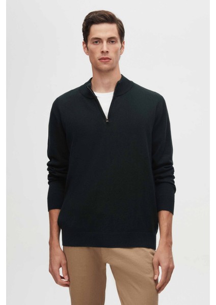 Ds Damat Slim Fit Haki Yarım Fermuarlı Triko Kazak fiyatları