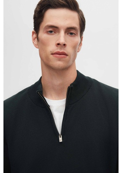 Ds Damat Slim Fit Haki Yarım Fermuarlı Triko Kazak fırsatları