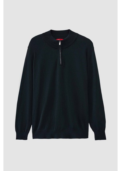 Ds Damat Slim Fit Haki Yarım Fermuarlı Triko Kazak indirimleri