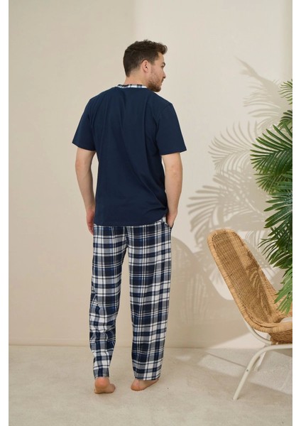 Süprem Kumaş Pamuklu Erkek Lacivert Pijama Takımı - 6310