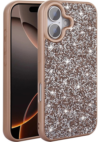 Apple iPhone 16 Kılıf Parlak Taşlı Tasarım Pırlanta Kapak - Siyah indirimleri