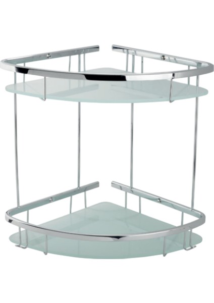 Paslanmaz Pirinç Karmina Camlı Oval Süngerlik İkili 22X22 cm Sabunluk Şampuanlık