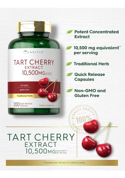 Tart Cherry 10,500MG 200 Release Capsules.made In Usa fırsatları