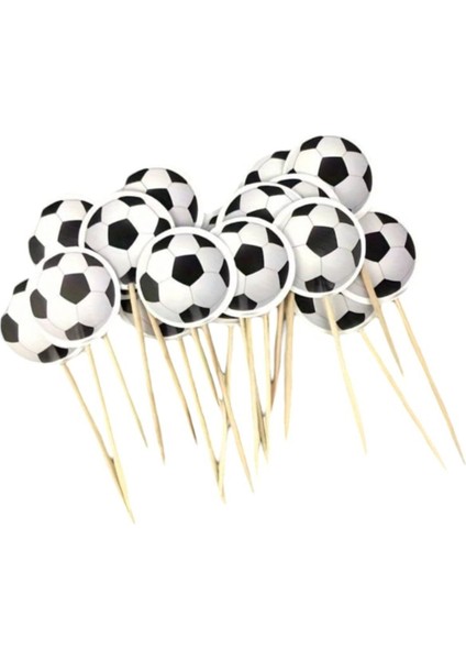 Futbol Topu Temalı Doğum Günü Kürdanı ,pasta Süsü 15 'li