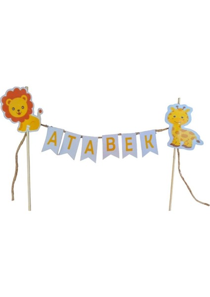 Safari Hayvan Figürlü Doğum Günü Isimli Pasta Süsü Fleması fiyatları