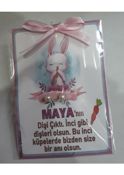 Incili Küpe Tavşanlı Diş Buğdayı Hediyeliği 25'li Kız