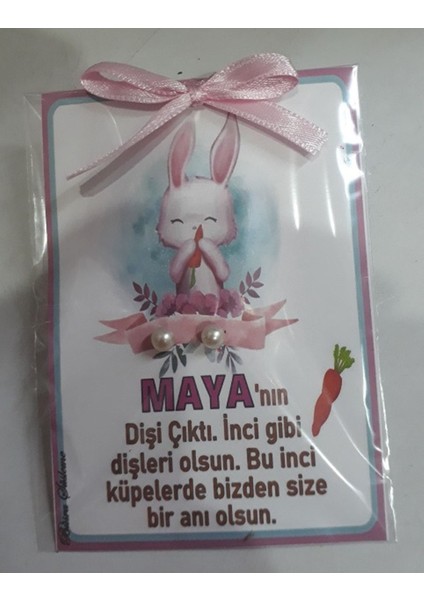 Incili Küpe Tavşanlı Diş Buğdayı Hediyeliği 25'li Kız