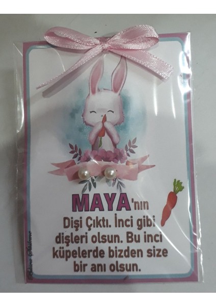 Incili Küpe Tavşanlı Diş Buğdayı Hediyeliği 25'li Kız