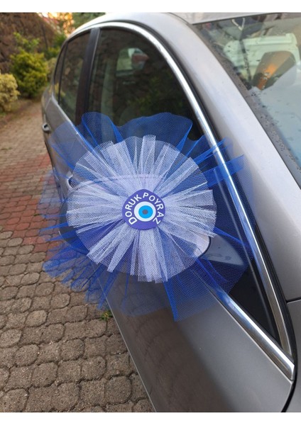 Kişiye Özel Sünnet Konvoy Süsü 10 Lu Mavi Beyaz Yuvarlak Tül 30 cm Çap fiyatları