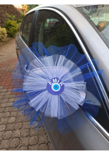 Kişiye Özel Sünnet Konvoy Süsü 10 Lu Mavi Beyaz Yuvarlak Tül 30 cm Çap fırsatları