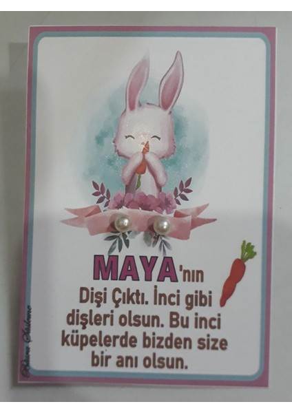 Incili Küpe Tavşanlı Diş Buğdayı Hediyeliği 25'li Kız