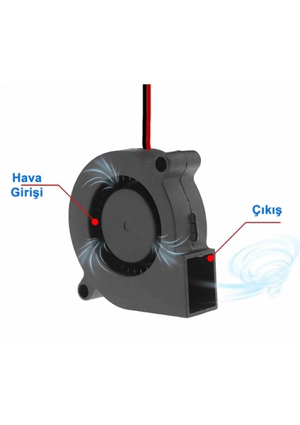 5015 12V Dc Salyangoz Fan 2 Pin 3D Yazıcı Soğutma Fanı Santirfüj Havalandırma Klima Türbin Kuluçka modelleri