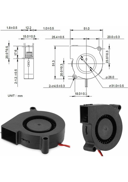 5015 12V Dc Salyangoz Fan 2 Pin 3D Yazıcı Soğutma Fanı Santirfüj Havalandırma Klima Türbin Kuluçka fırsatları
