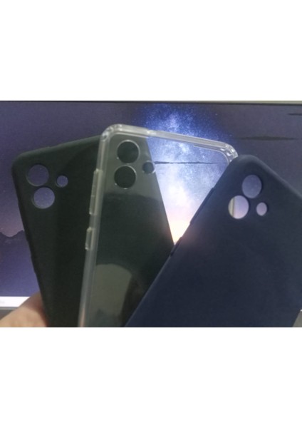 Samsung Galaxy A04 Uyumlu Silikon Kılıf Dayanıklı Koyuyeşil+Lacivert+Şeffaf (3ADET)