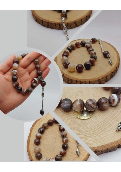 Akik Taşı Faset Kesim 17LIK Efe Tesbih 14MM (54362)