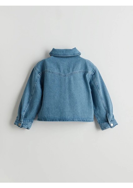 Lcw Kids Indigo Yıldız Nakışlı Kız Çocuk Jean Ceket T T