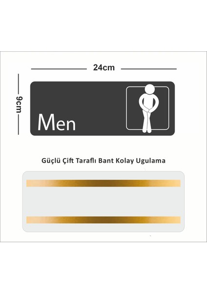 Wc Bay & 2li 24X9 cm Antrasit Beyaz