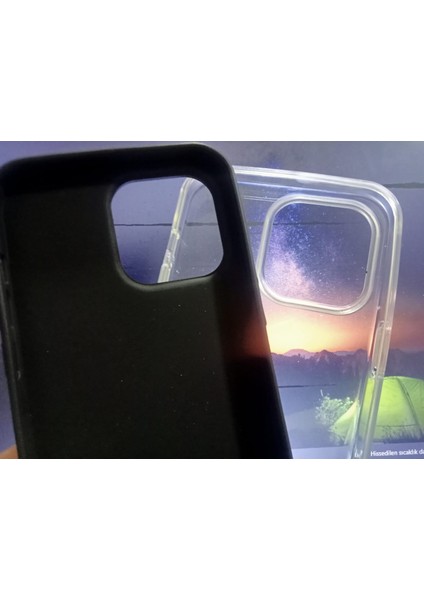 Apple iPhone 15 Pro Max Uyumlu Silikon Kılıf Korumalı Dayanıklı Yumuşak Şeffaf+Siyah (2 Adet)