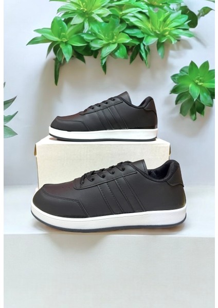 Siyah-Beyaz Iki Bant Unisex Günlük Sneaker Spor Ayakkabı