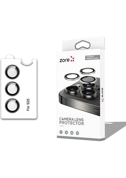 Galaxy S25 Zore Cl-12 Premium Safir Parmak Izi Bırakmayan Anti-Reflective Kamera Lens Koruyucu - Siy