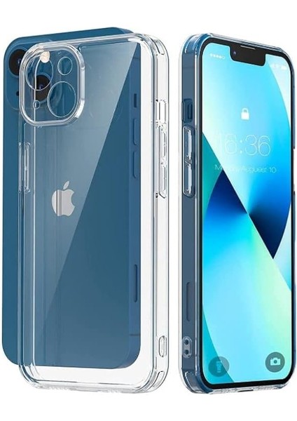 Apple iPhone 13 Uyumlu Silikon Kılıf Dayanıklı Siyah+Şeffaf (2 Adet)