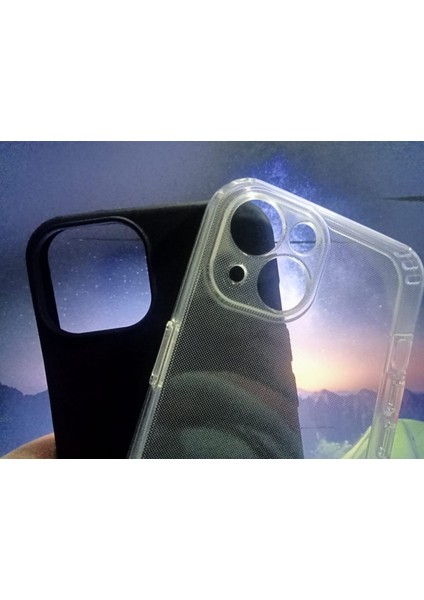 Apple iPhone 13 Uyumlu Silikon Kılıf Dayanıklı Siyah+Şeffaf (2 Adet)