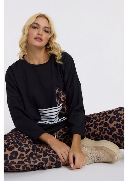 Leopar Desen Cep Detaylı Takım