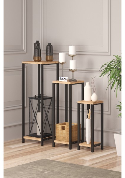 Modern Yan Sehpa Dekoratif Balkon Salon Metal Yan Sehpa Standı