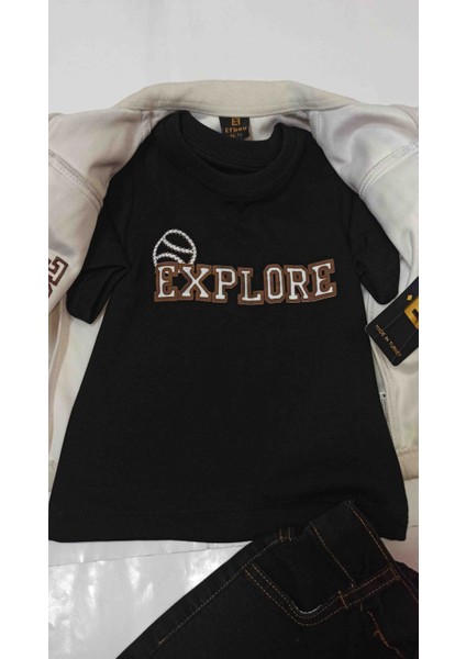 Süet Ceketli Tişört Lü Kot Pantolon Lü 3 Lü Şık Erkek Çocuk Takımı modelleri