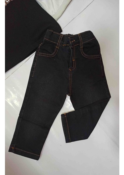 Süet Ceketli Tişört Lü Kot Pantolon Lü 3 Lü Şık Erkek Çocuk Takımı fırsatları