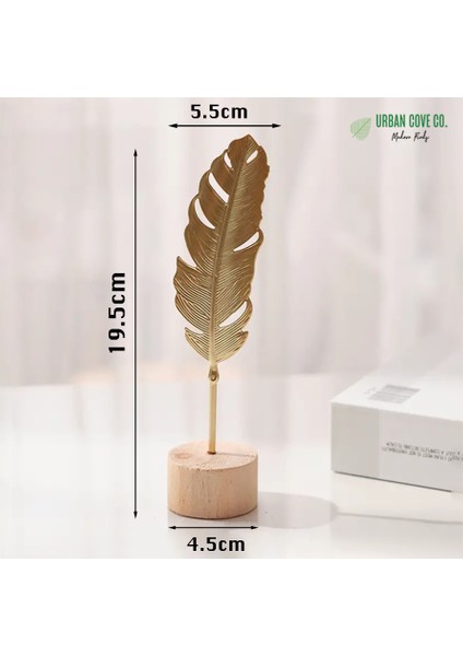 Urbancove Co. Nordik Tarzı, Altın Renk, Ahşap Tabanı, Doğal ve Şık Dökme Demir Yaprak ve Dekoratif Figürler - 1 Adet fiyatları