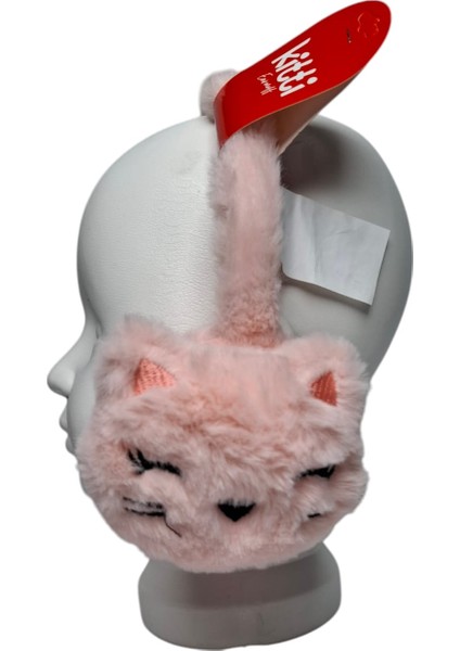 Kitti Kız Çocuk Pudra Renk Kedi Figürlü Kışlık Peluş Kulaklık. modelleri