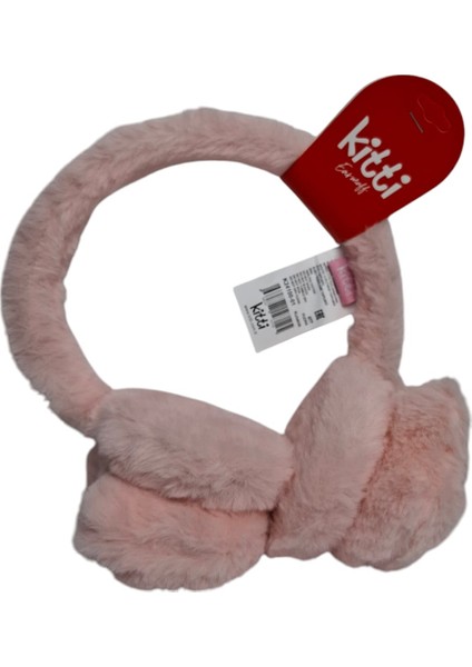 Kitti Kız Çocuk Pudra Renk Kedi Figürlü Kışlık Peluş Kulaklık. indirimleri