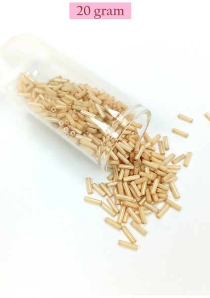 Uzun Boru Kesme Boncuk Çap 2mm Uzunluk 10 mm - 20 Gram - Koyu Krem - BNC229