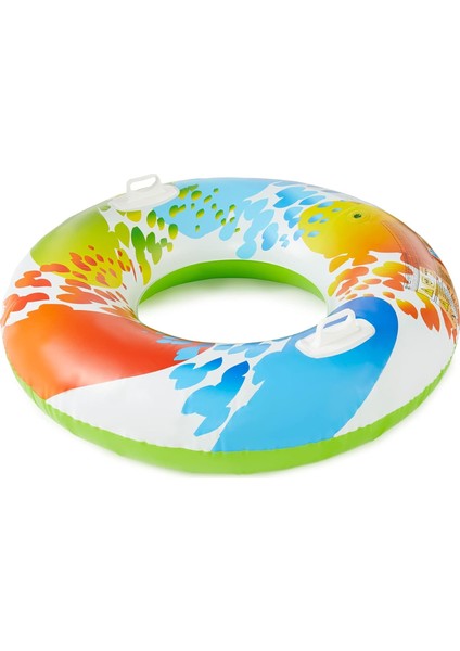 Jumbo Tutmalı Simit Renkli - Şişme Renkli Simit - Tutmalı Desenli Deniz Simidi - Renkli Desenli Şişme Simit 122 cm