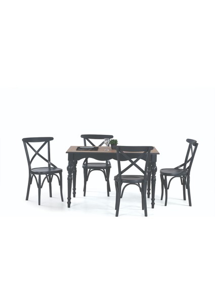 Toledo Sabit Masa ve Tonet Sandalye Takımı, Meşe Antrasit, 125 x 80 fiyatları