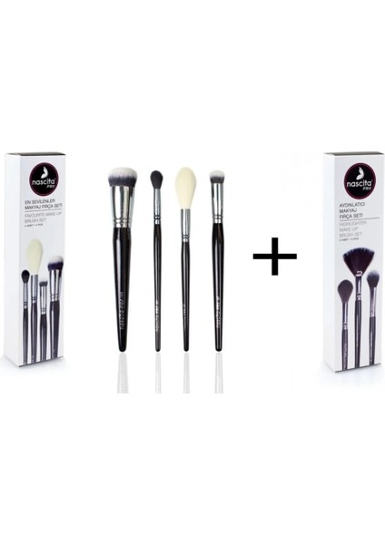 Pro 4 Lü En Sevilenler Makyaj Fırça Seti NASBRUSHSET54 + Aydınlatıcı Makyaj Fırça Seti - 49