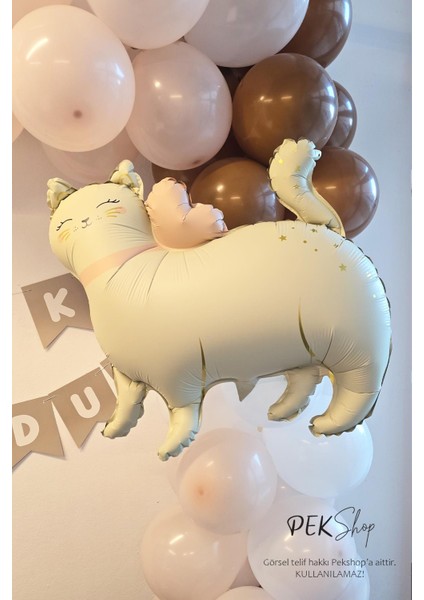 Gold Detaylı Retro Kedi Folyo Balon Ayaklı Retro Beyaz fiyatları