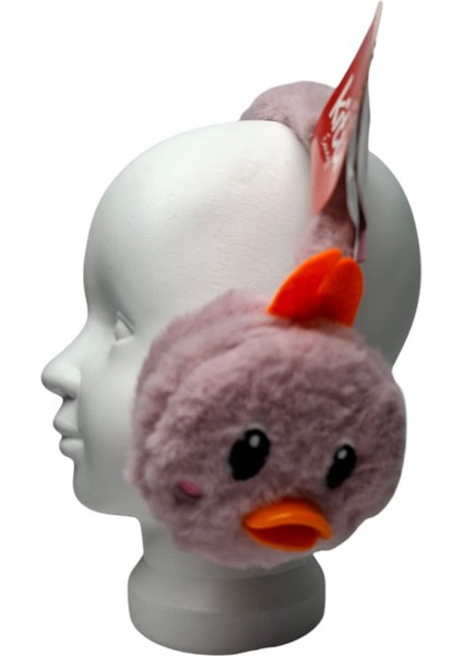 Kız Çocuk Pembe Renk Ördek Figürlü Kışlık Peluş Kulaklık. modelleri